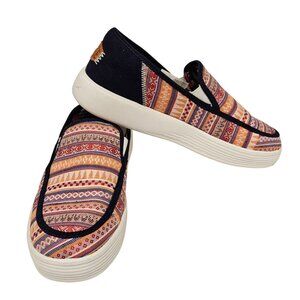 Hey Dude Woman Size 9 Sunapee Craft Multicolor & Navy Bohemian  Comfort NWOB